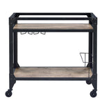 Jorgensen Rustic Oak Finish Wood/Charcoal Metal Serving Cart