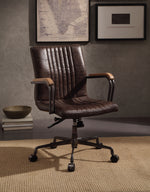 Joslin Distressed Chocolate Top Grain Leather Office Chair