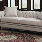 Juliet Beige Fabric 2-Seat Sofa with Rolled Arms