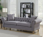 Juliet Grey Fabric 2-Seat Sofa with Rolled Arms