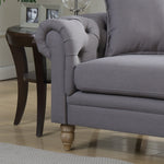 Juliet Grey Fabric 2-Seat Sofa with Rolled Arms