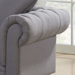 Juliet Grey Fabric 2-Seat Sofa with Rolled Arms