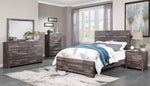 Juniper Dark Oak Plank Pattern Wood King Panel Bed (Oversized)