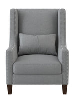 Keller Light Gray Linen Accent Chair with Nailheads