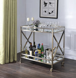 Kristensen Antique Gold Finish Metal/Mirror Serving Cart