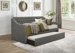 LaBelle Gray Fabric Tufted Twin Daybed with Trundle