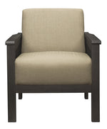 Lewiston Light Brown Linen Like Fabric Accent Chair