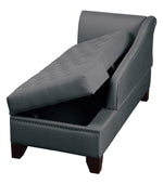 Lillia Slate Black Fabric Tufted Chaise Lounge with Storage