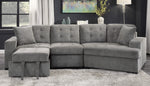 Logansport 2-Pc Gray Chenille Fabric Sectional Sofa