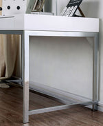 Loke White Wood/Chrome Metal Computer Desk