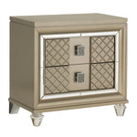 Loudon Champagne Metallic Wood 2-Drawer Nightstand