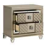 Loudon Champagne Metallic Wood 2-Drawer Nightstand