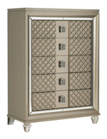 Loudon Champagne Metallic Wood 5-Drawer Chest