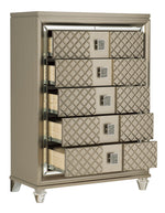 Loudon Champagne Metallic Wood 5-Drawer Chest