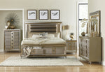 Loudon Champagne Metallic Wood Cal King Bed w/ Storage