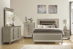 Loudon Champagne Metallic Wood Full Bed with LED