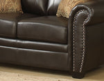 Louis Dark Brown Leather Gel Loveseat