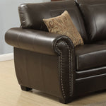 Louis 3-Pc Dark Brown Leather Gel Sectional Sofa with Ottoman