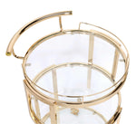 Madelina Gold Metal/Clear Glass Round Serving Cart