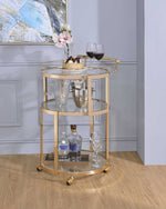 Madelina Gold Metal/Clear Glass Round Serving Cart