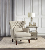 Marriana Beige Fabric Button Tufted Accent Chair