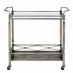 Matiesen Clear Glass/Antique Gold Metal 2-Shelves Serving Cart