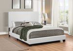 Mauve White Leatherette Upholstered Queen Platform Bed