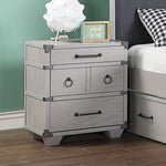 Orchest Gray Wood 3-Drawer Nightstand