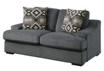 Orofino Dark Gray Velvet Loveseat with 2 Accent Pillows