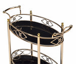 Ottesen Black Glass/Gold Metal Oval Serving Cart