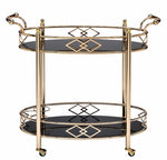 Ottesen Black Glass/Gold Metal Oval Serving Cart