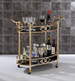 Ottesen Black Glass/Gold Metal Oval Serving Cart