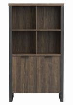 Pattinson Aged Walnut Wood/Gunmetal Metal Bookcase