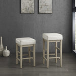 Pittsville 2 White Faux Leather/Wood Bar Stools