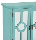 Poppy Antique Aqua Wood Accent Chest with Mirror Inlay