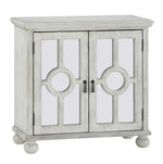 Poppy Antique White Wood Accent Chest with Mirror Inlay