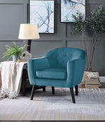 Quill Blue Velvet Button Tufted Accent Chair