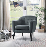 Quill Gray Velvet Button Tufted Accent Chair