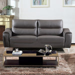 Rachel Gray Leather 2-Seat Sofa with Curved-Padded Arms