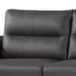 Rachel Gray Leather 2-Seat Sofa with Curved-Padded Arms