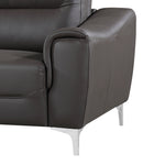 Rachel Gray Leather 2-Seat Sofa with Curved-Padded Arms