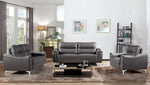 Rachel Gray Leather 2-Seat Sofa with Curved-Padded Arms