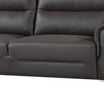 Rachel Gray Leather Loveseat with Curved-Padded Arms
