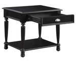 Sanders Black Wood End Table with Drawer & Shelf