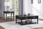 Sanders Black Wood End Table with Drawer & Shelf