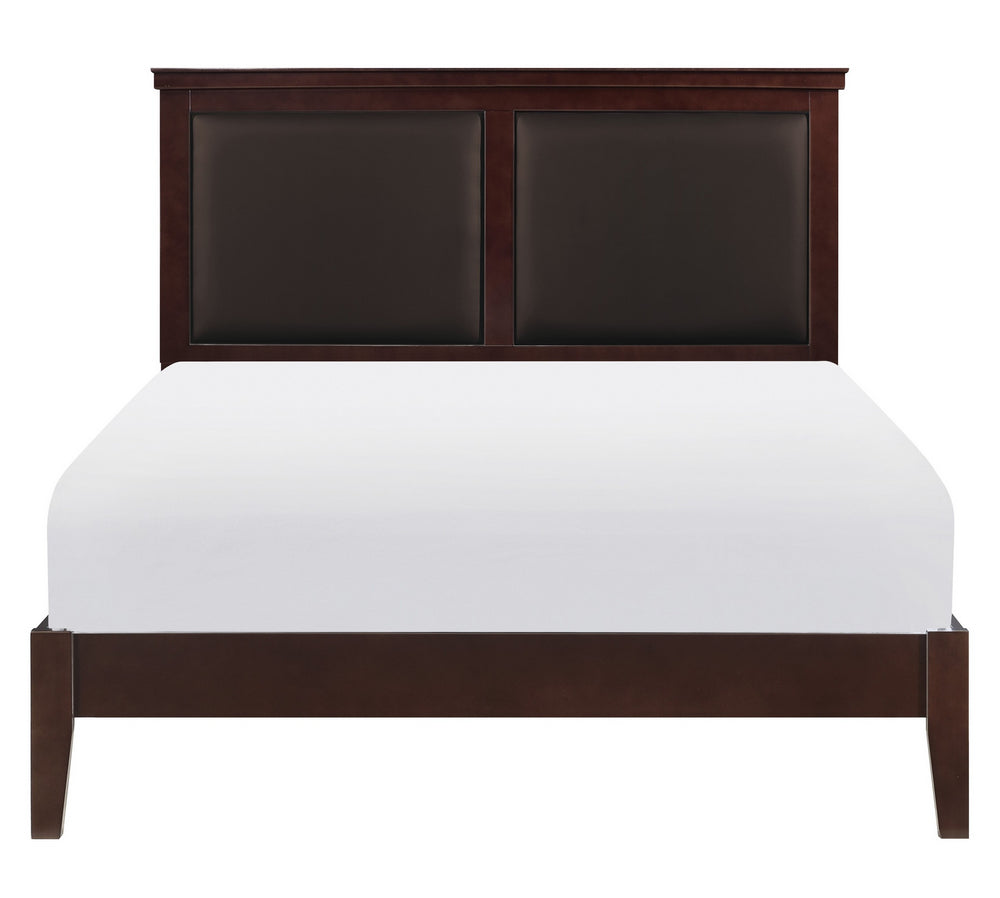 Seabright Cherry Wood/Brown Faux Leather Cal King Bed