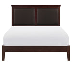 Seabright Cherry Wood/Brown Faux Leather Queen Bed