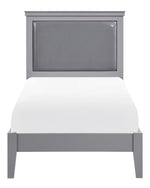 Seabright Gray Wood/Faux Leather Twin Bed