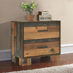 Sidney Rustic Pine Wood 2-Drawer Nightstand