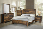 Sidney Rustic Pine Wood King Panel Bed